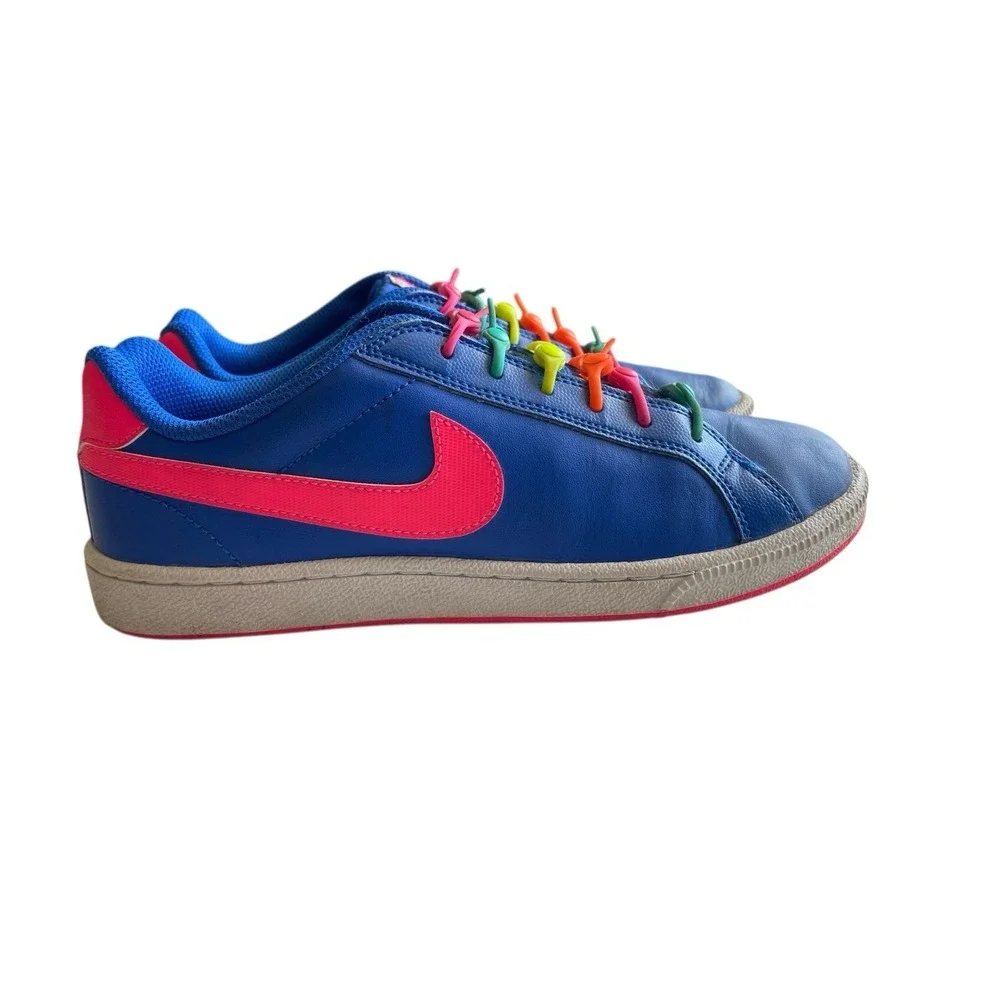 Nike Court Majestic Sneakers Womens Size 7 Neon Blue‎ Pink Hickies No Tie Laces